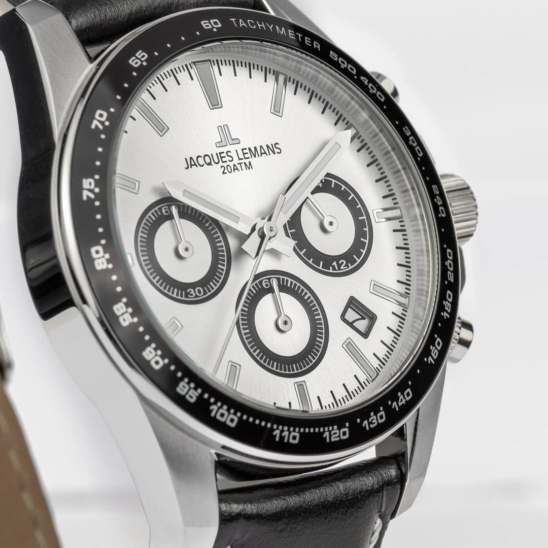 Jacques Lemans Liverpool 1-1877B - Herren Chronograph Quarzuhr 41mm Leder