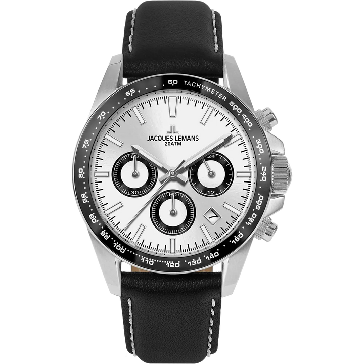 Jacques Lemans Liverpool 1-1877B - Herren Chronograph Quarzuhr 41mm Leder