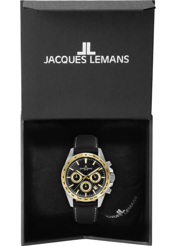 Jacques Lemans Liverpool 1-1877D - Herren Chronograph Quarzuhr 41mm Leder