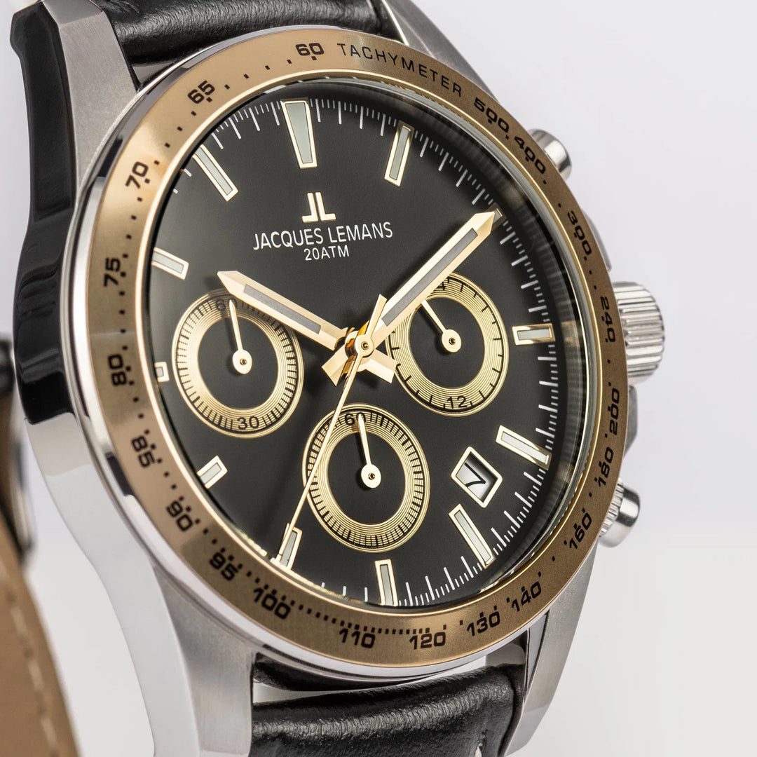 Jacques Lemans Liverpool 1-1877D - Herren Chronograph Quarzuhr 41mm Leder
