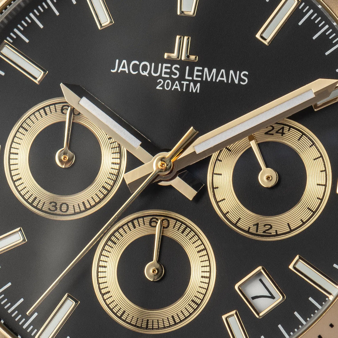 Jacques Lemans Liverpool 1-1877D - Herren Chronograph Quarzuhr 41mm Leder