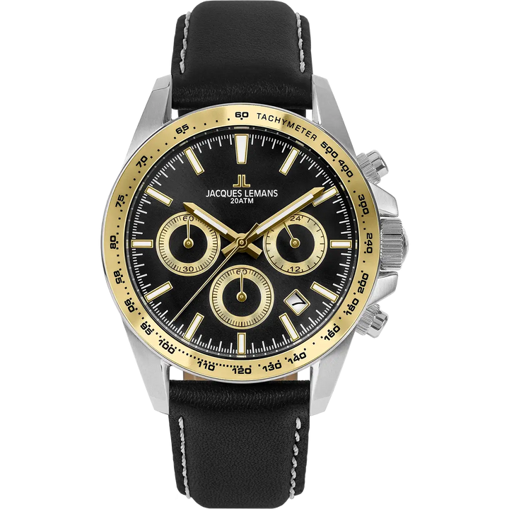 Jacques Lemans Liverpool 1-1877D - Herren Chronograph Quarzuhr 41mm Leder