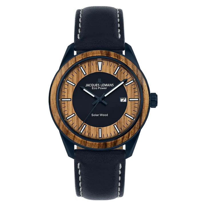 Jacques Lemans Eco Power 1-2116K - Herren Solaruhr 40mm AppleSkin Blau