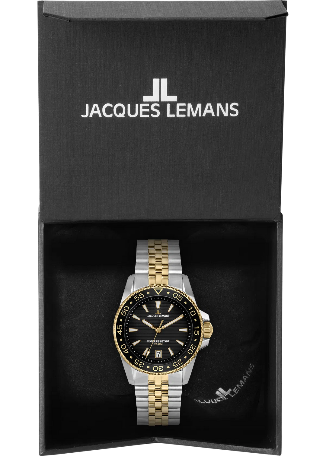 Jacques Lemans Liverpool Diver 1-2205N - Herren Taucheruhr IP-Gold Bicolor 41mm