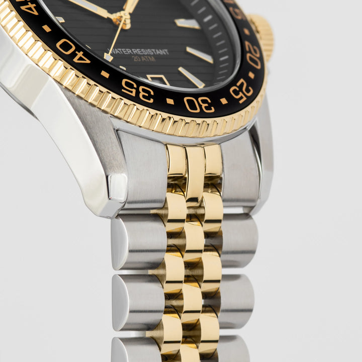 Jacques Lemans Liverpool Diver 1-2205N - Herren Taucheruhr IP-Gold Bicolor 41mm