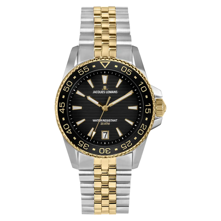 Jacques Lemans Liverpool Diver 1-2205N - Herren Taucheruhr IP-Gold Bicolor 41mm