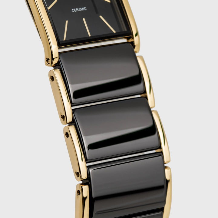 Jacques Lemans Dublin 1-2214C - Elegante Damen Quarzuhr IP-Gold mit Keramik