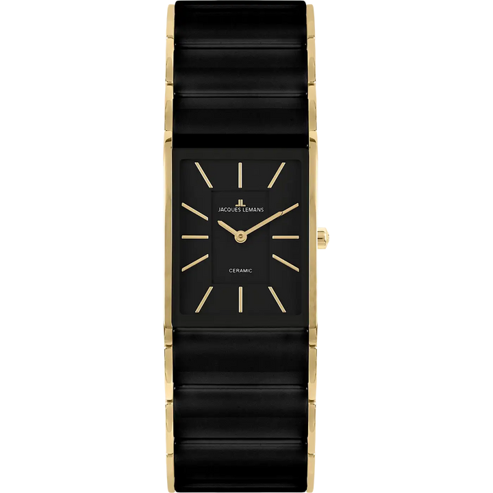 Jacques Lemans Dublin 1-2214C - Elegante Damen Quarzuhr IP-Gold mit Keramik