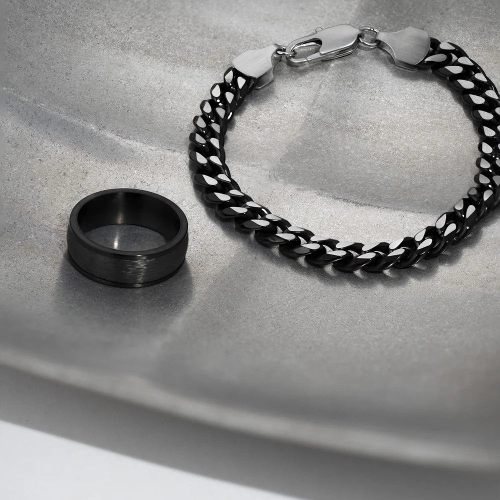 SON Stahlring schwarz mit Carbonauge