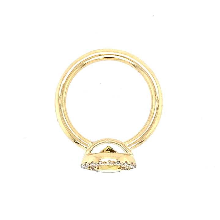 Gold-Beryll Ring 750 Gelbgold mit Brillanten - Handgefertigt
