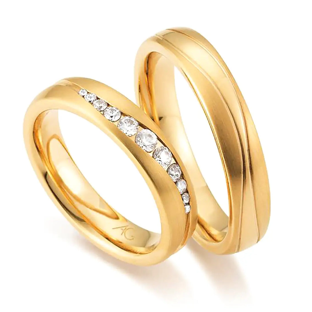 Eheringe Set, Roségold, 4,5 mm, Brillanten