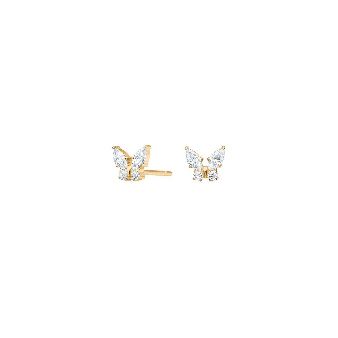 Titanium Ohrstecker Schmetterling 6 mm vergoldet Zirkonia