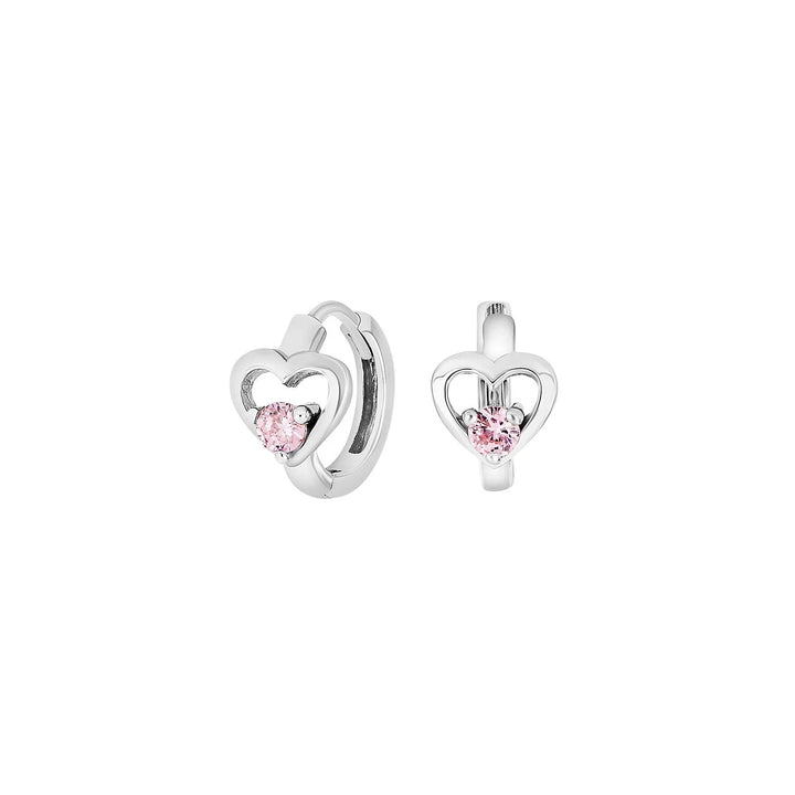 NOA Kids Creolen mit Herz Sterlingsilber, rosa Zirkonia