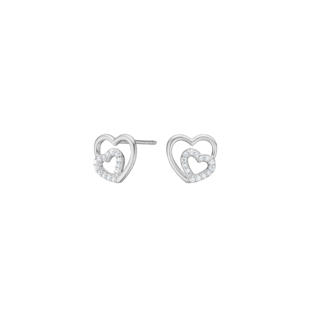 Siersbøl Ohrstecker Herz Sterlingsilber Zirkonia 9x8 mm