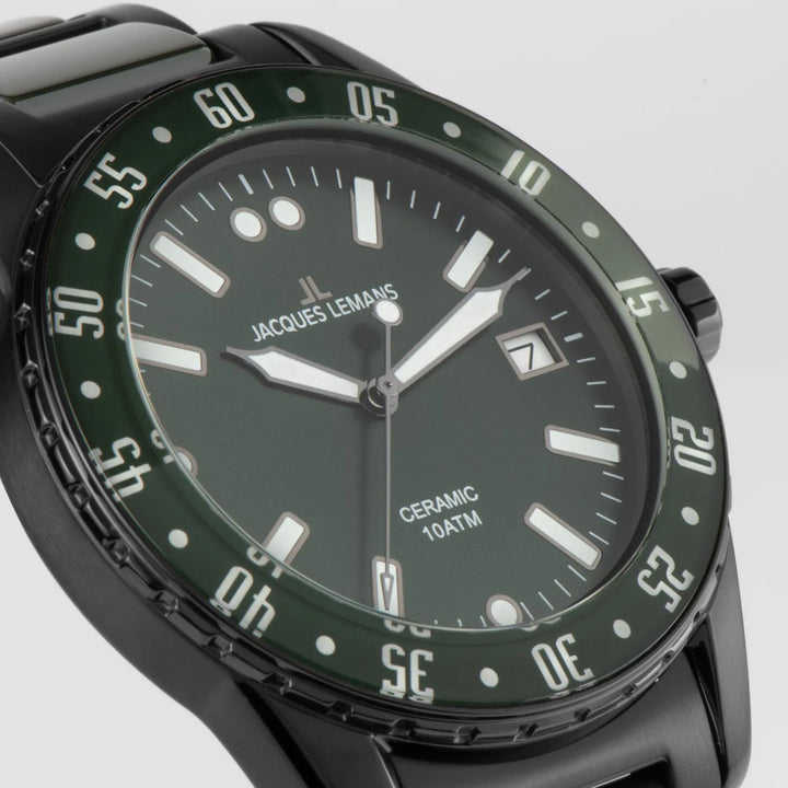 Jacques Lemans Liverpool 42-10F - Herren Quarzuhr mit Keramik-Armband 42mm