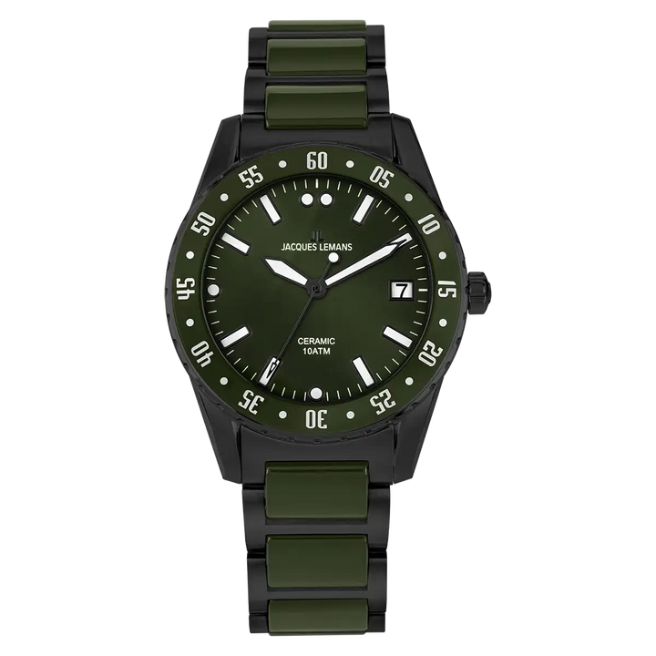 Jacques Lemans Liverpool 42-10F - Herren Quarzuhr mit Keramik-Armband 42mm