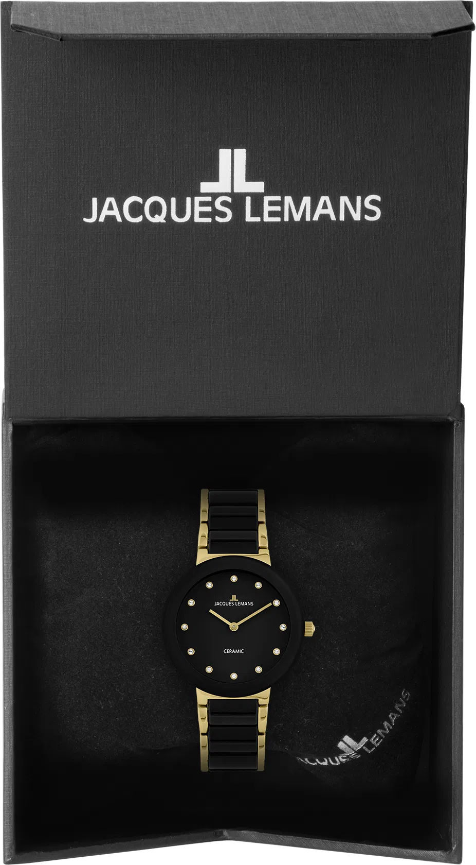 Jacques Lemans Monaco 42-7K - Elegante Damen Quarzuhr IP-Gold mit Keramik