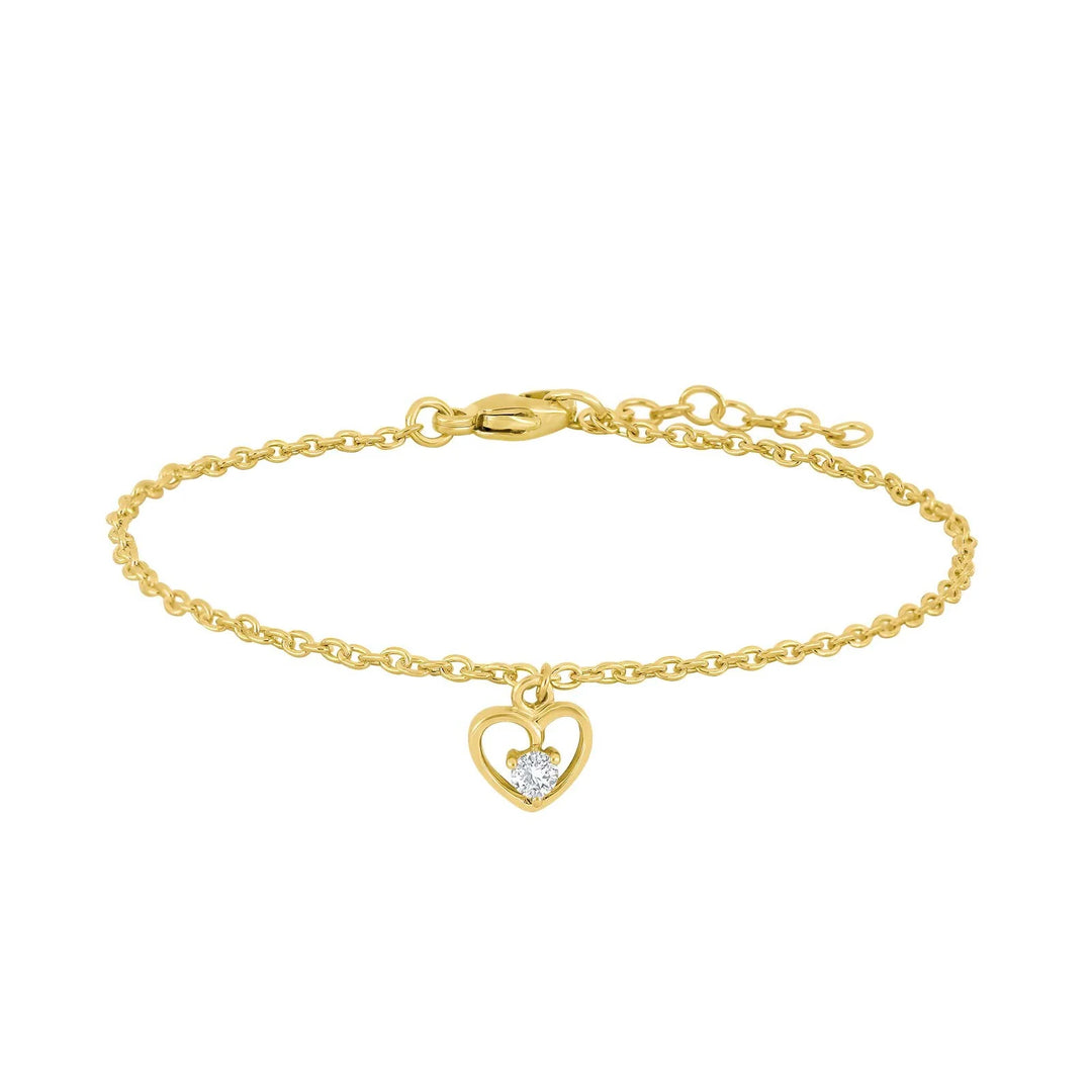 NOA Kids Armband, Herz mit Zirkonia, Sterlingsilber vergoldet