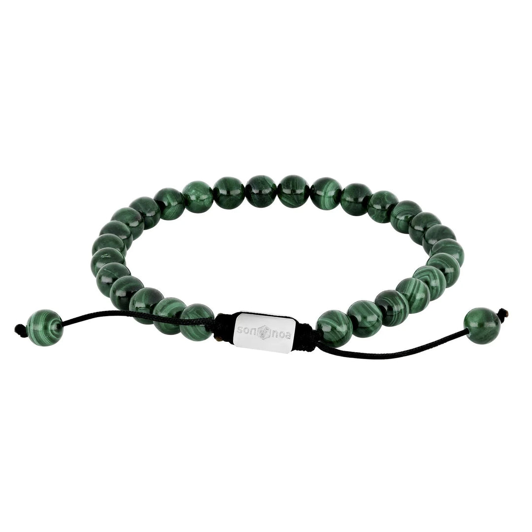 SON of NOA Malachit Armband Herren - Naturstein mit Edelstahl 19-25cm