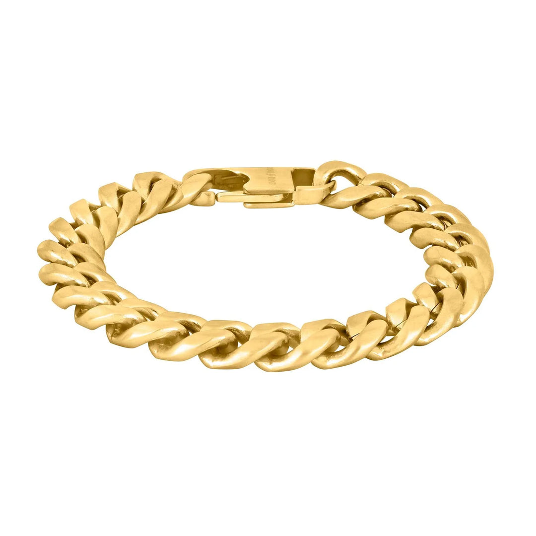 SON of NOA Edelstahl Armband Herren - 18k Goldplattiert IP Gebürstet 19cm