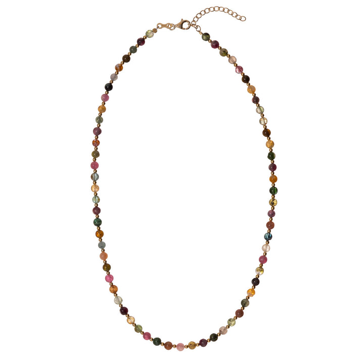 Halskette Tormalina mit bunten Steinen – 925er Silber vergoldet