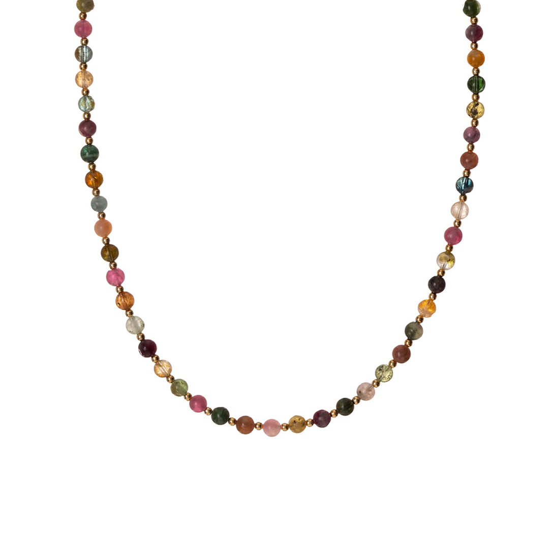Halskette Tormalina mit bunten Steinen – 925er Silber vergoldet
