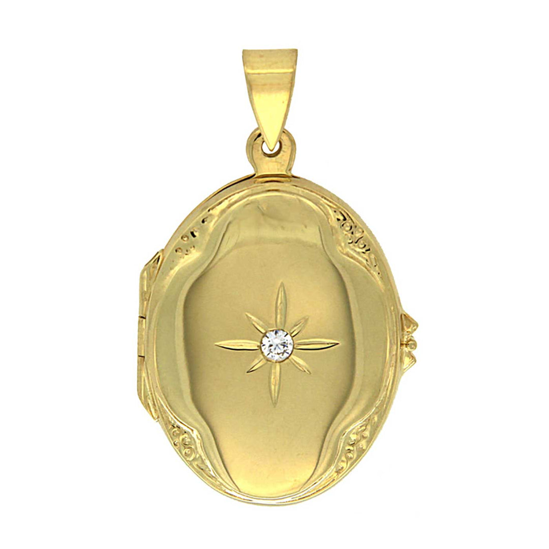 Medaillon mit Zirkonia, Sterlingsilber vergoldet