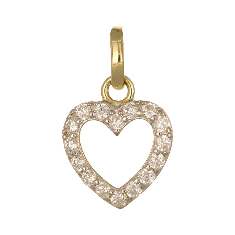 Herz Anhänger Gelbgold | 16 Zirkonia Pavé 9x9mm Echtgold