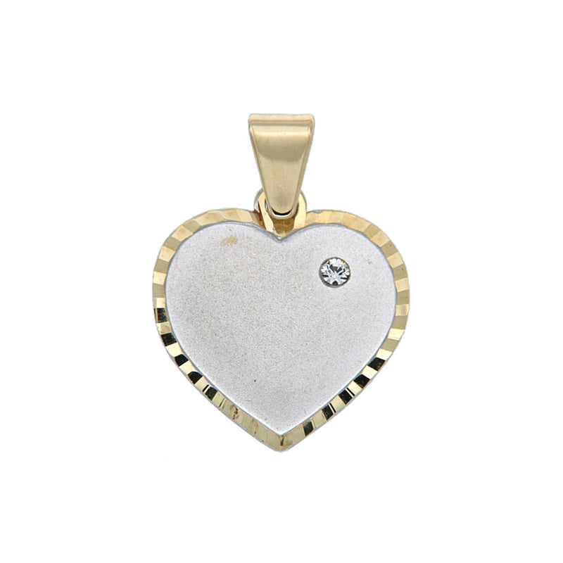 Herz Anhänger Gelbgold & Weißgold | Synthetischer Stein, diamantiert