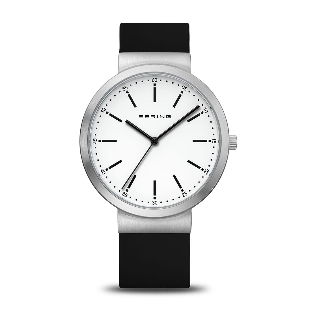 Bering Classic Herrenuhr Silber 10141-404 | Saphirglas & Silikonband