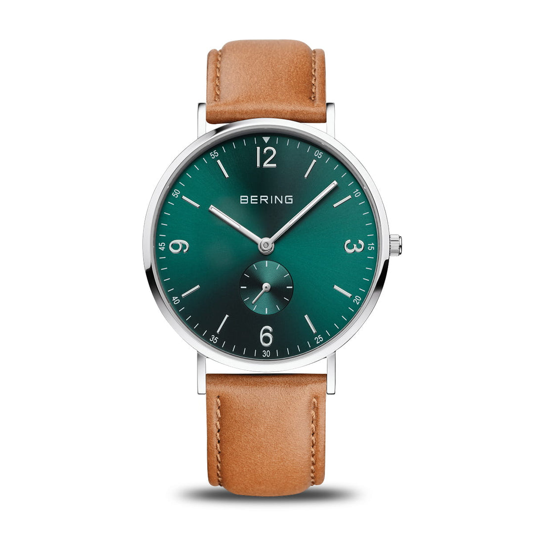 Bering Classic Herrenuhr Silber 14040-508 | Grünes Zifferblatt & Saphirglas