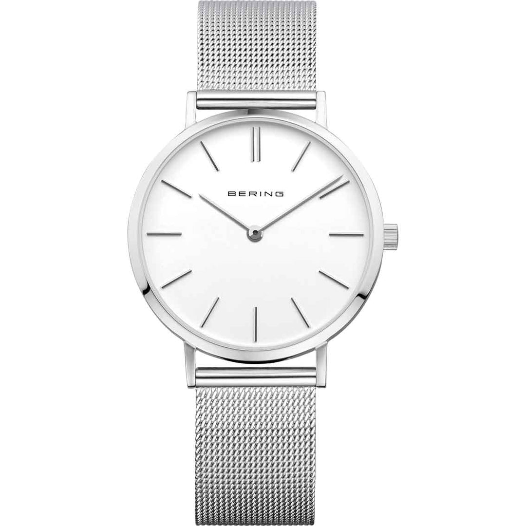 Bering Classic 14134-004 Damenuhr, silber glänzend, Milanaise-Armband