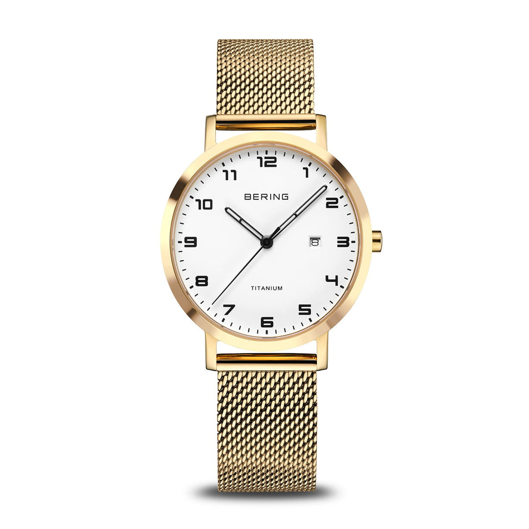 Bering Titanium Damenuhr Gold 18634-334 | Ultraleicht & Saphirglas