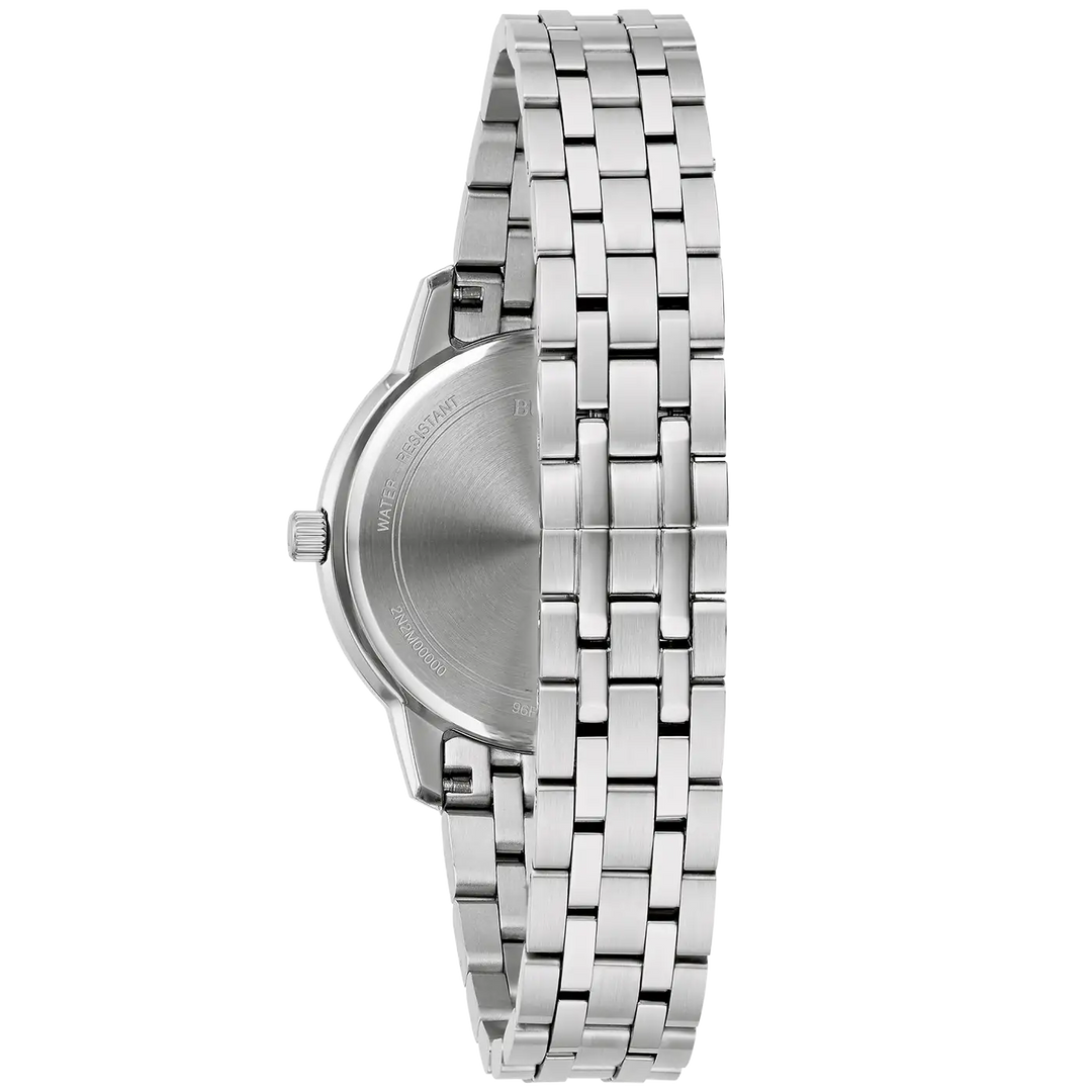 Bulova Sutton 96P233 Damenuhr - Edelstahl mit 3 Diamanten & Perlmutt-Zifferblatt