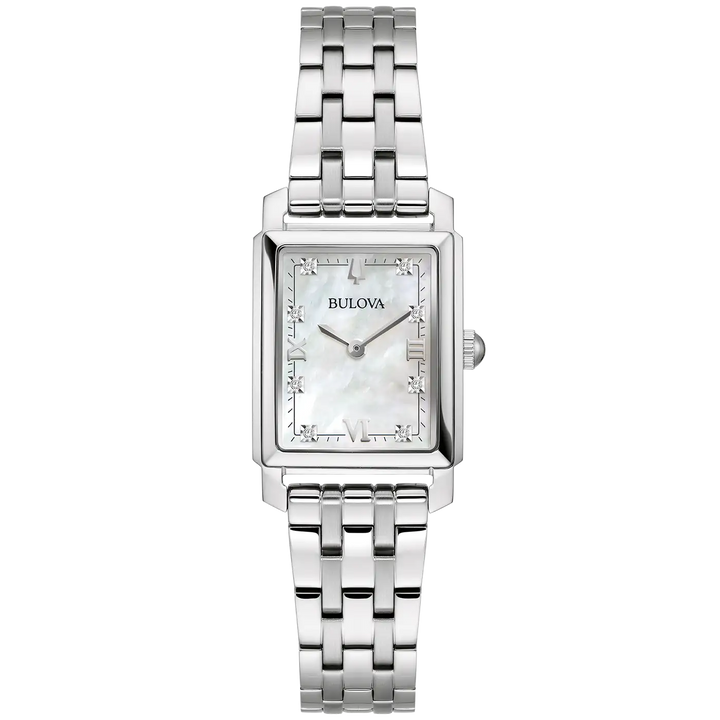 Bulova Sutton 96P244 Damenuhr - Edelstahl mit 8 Diamanten & Perlmutt-Zifferblatt