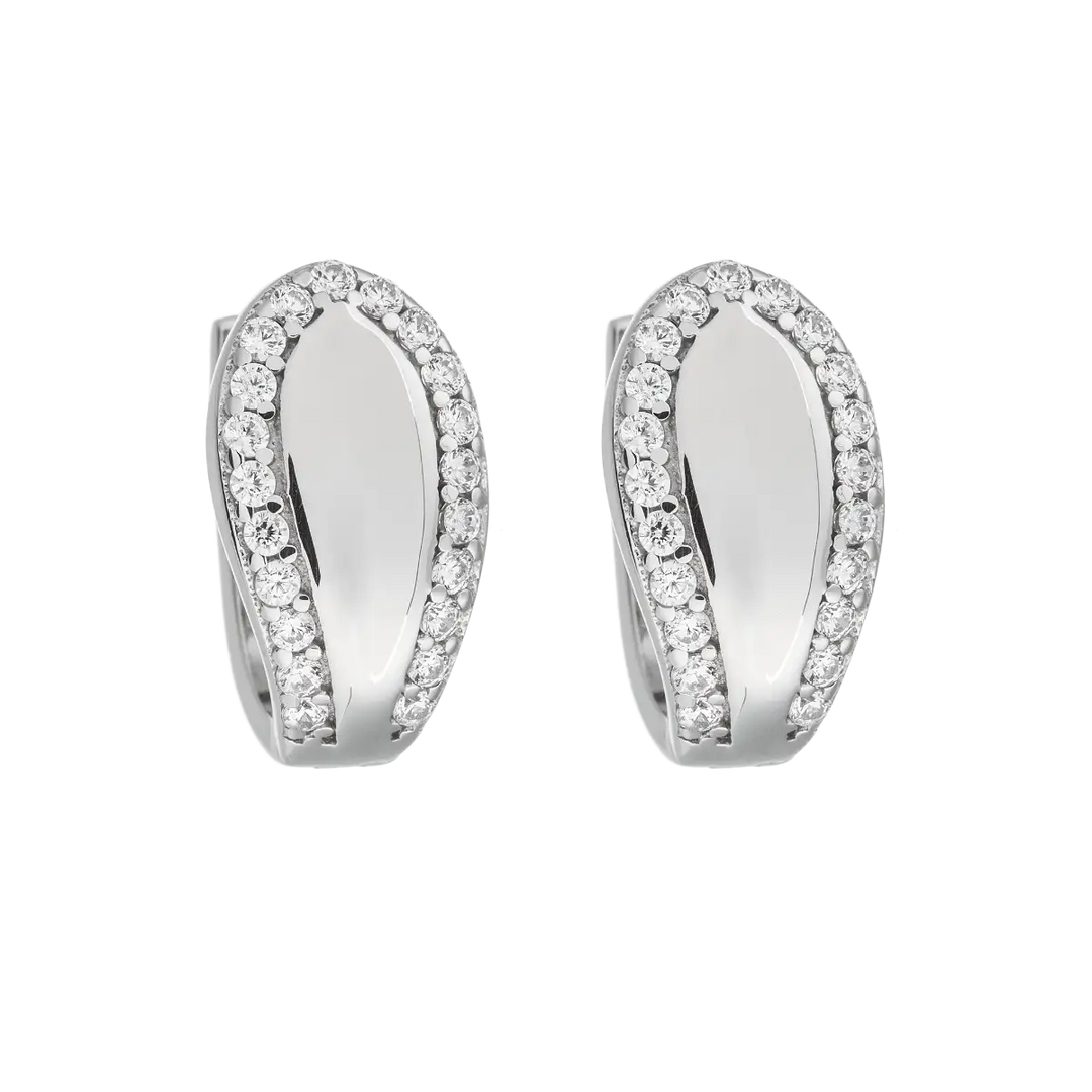 Creolen 925 Sterlingsilber mit 21 Zirkonia – Glänzende Ohrringe