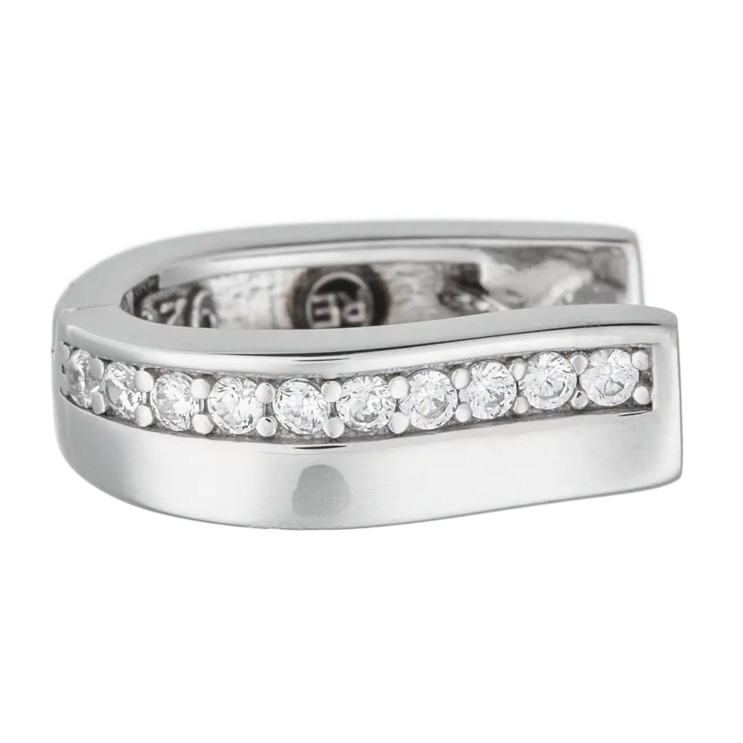 Creolen 925 Sterlingsilber mit 10 Zirkonia – Schmale Ohrringe 15mm