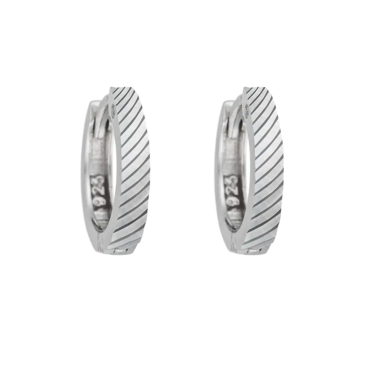 Creolen 925 Sterlingsilber geriffelt – Minimalistische Ohrringe 14mm