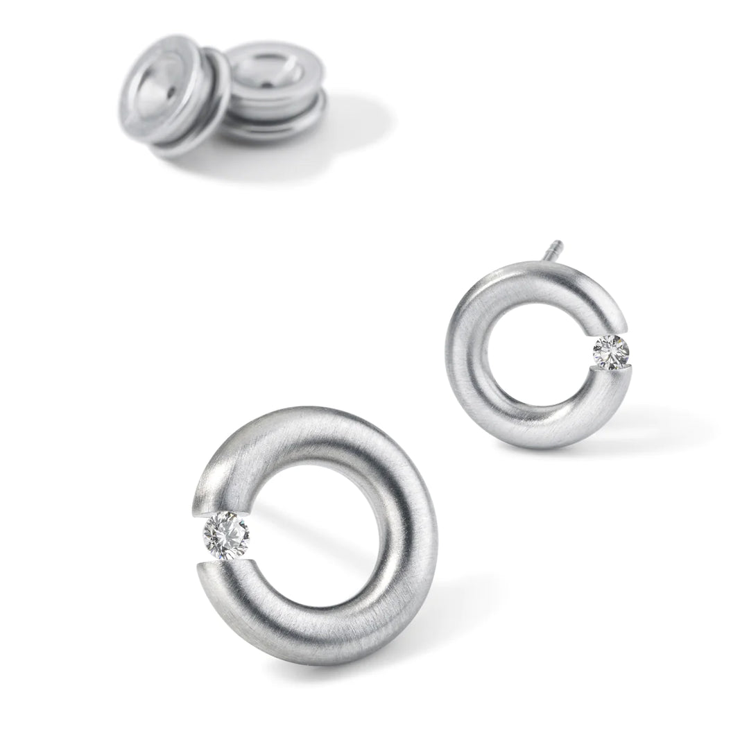 Diamantohrstecker Ring R10 Edelstahl