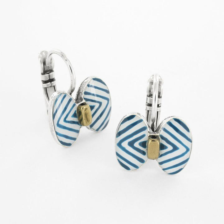 Taratata Ohrringe Ephémère Blau-Weiß - Modeschmuck mit Hämatit