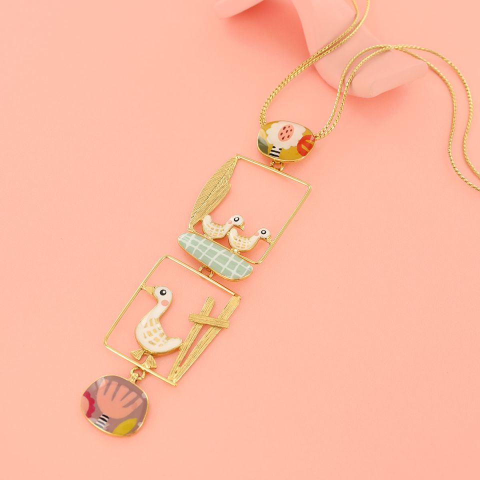 Halskette Plume – Handbemalte Designer-Halskette mit Tiermotiv