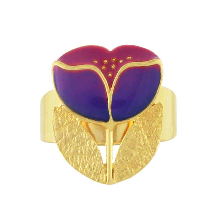 Taratata Ring Crocus - Handbemaltes Blumenmotiv lila | Modeschmuck