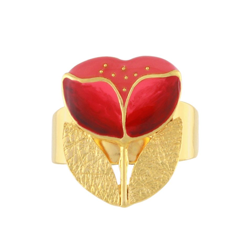 Taratata Ring Crocus - Modeschmuck mit roter Blume
