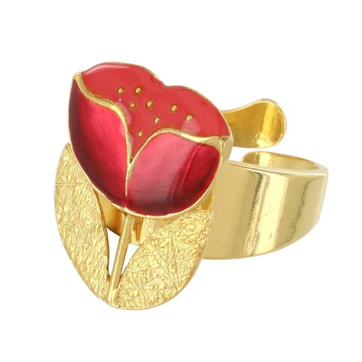 Taratata Ring Crocus - Modeschmuck mit roter Blume