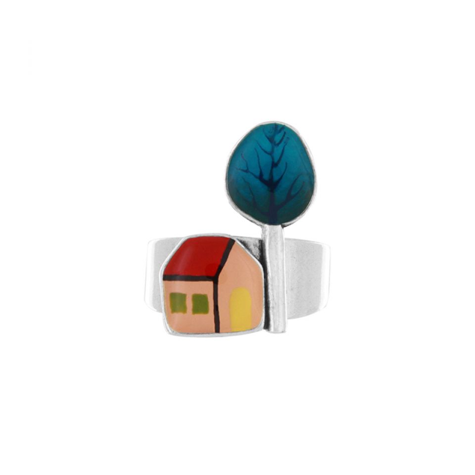 Taratata Ring Mon P'tit Village – Bunter Statement-Ring mit handgemalten Mustern
