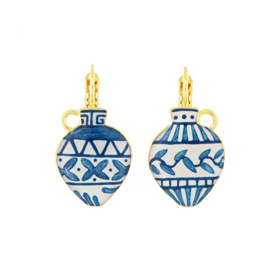Taratata Ohrringe Antique – Elegante Ohrringe in Weiß-Blau mit antikem Design