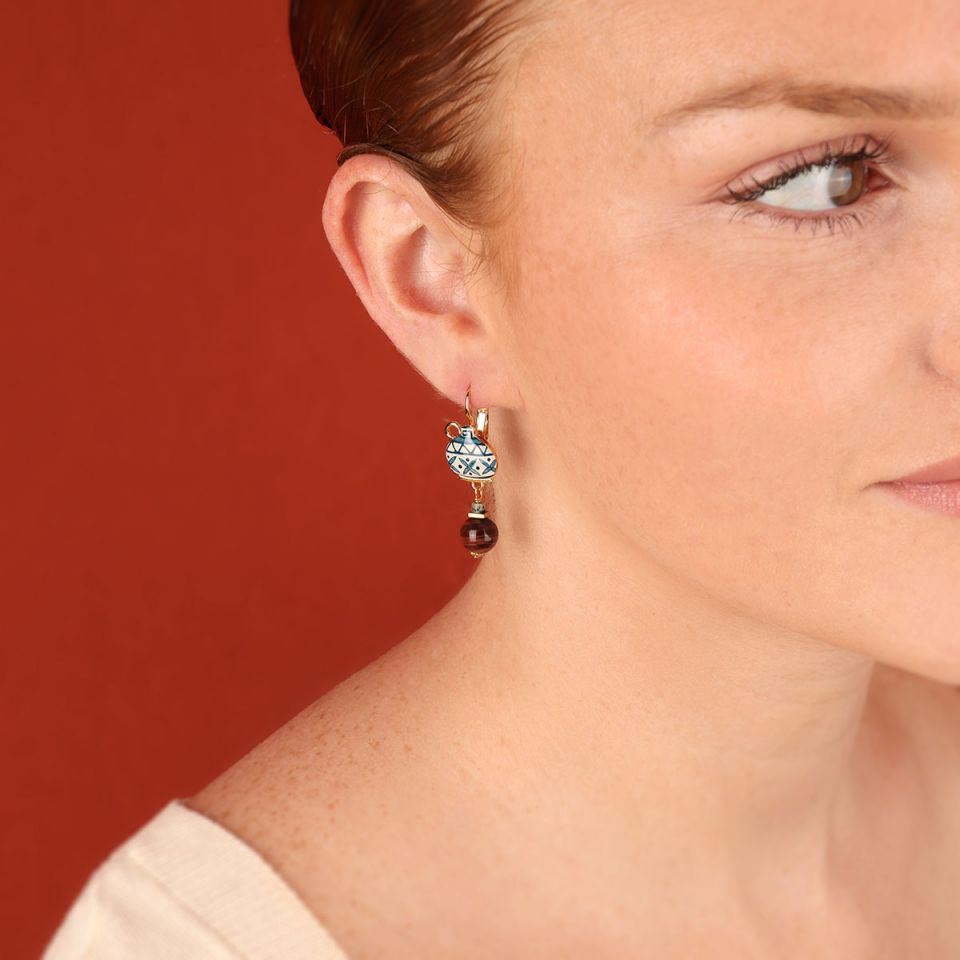 Taratata Ohrringe Antique Perle – Elegante Ohrringe mit Tigerauge & Zoisit