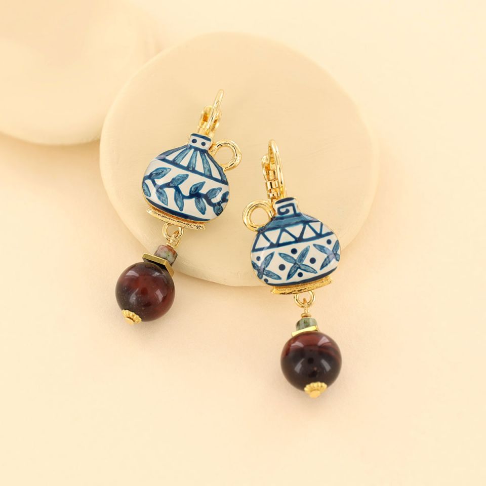 Taratata Ohrringe Antique Perle – Elegante Ohrringe mit Tigerauge & Zoisit