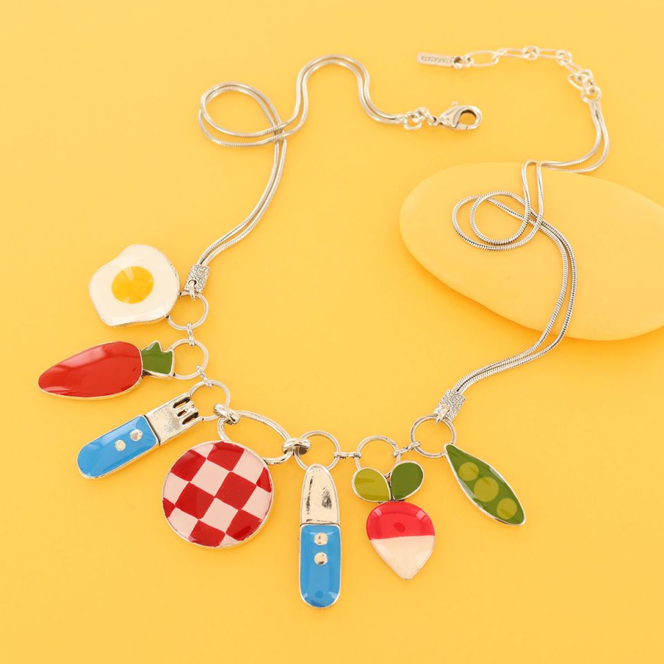 Taratata Halskette Dinette – Bunte Sommer-Kette mit handgemalten Mustern