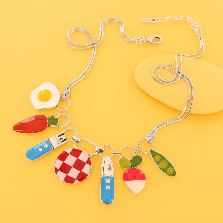 Taratata Halskette Dinette – Bunte Sommer-Kette mit handgemalten Mustern